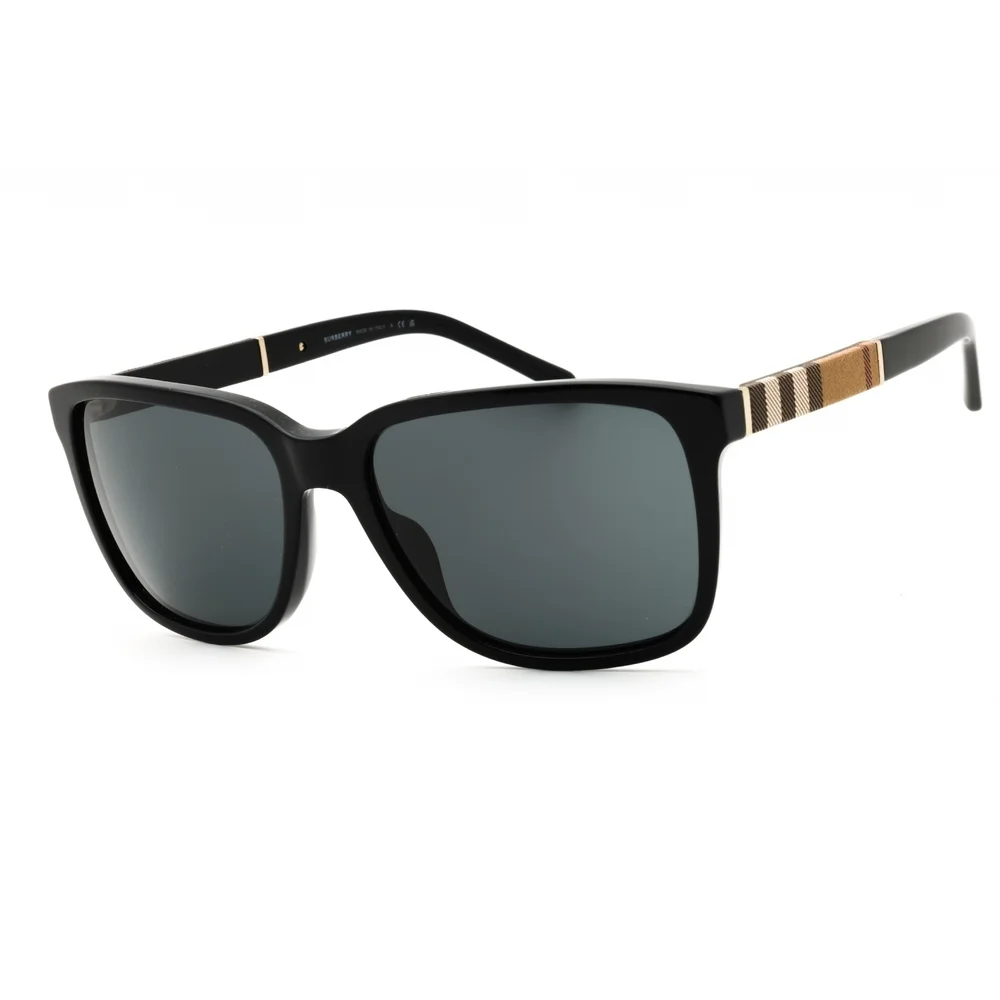 NWT Burberry BE4181-300187 Black Rectangle 58mm Sunglasses